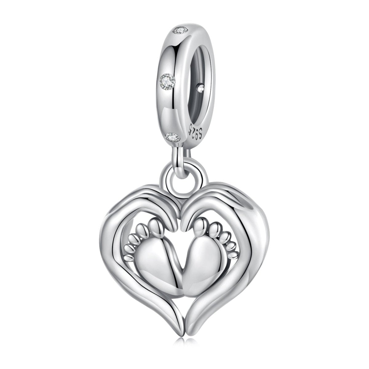 Amarante Jewelry Baby Feet in Heart Hands Dangle Charm
