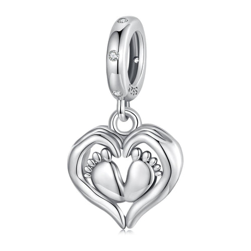 Amarante Jewelry Baby Feet in Heart Hands Dangle Charm