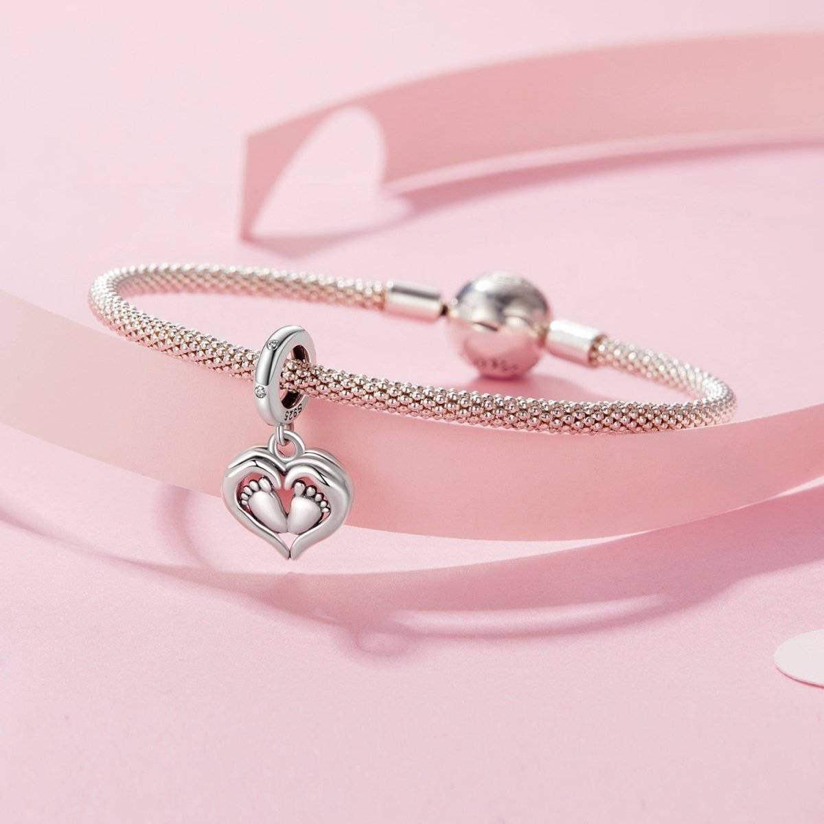 Amarante Jewelry Baby Feet in Heart Hands Dangle Charm
