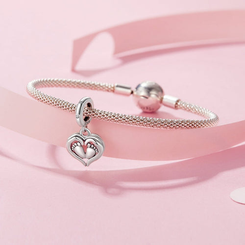 Amarante Jewelry Baby Feet in Heart Hands Dangle Charm