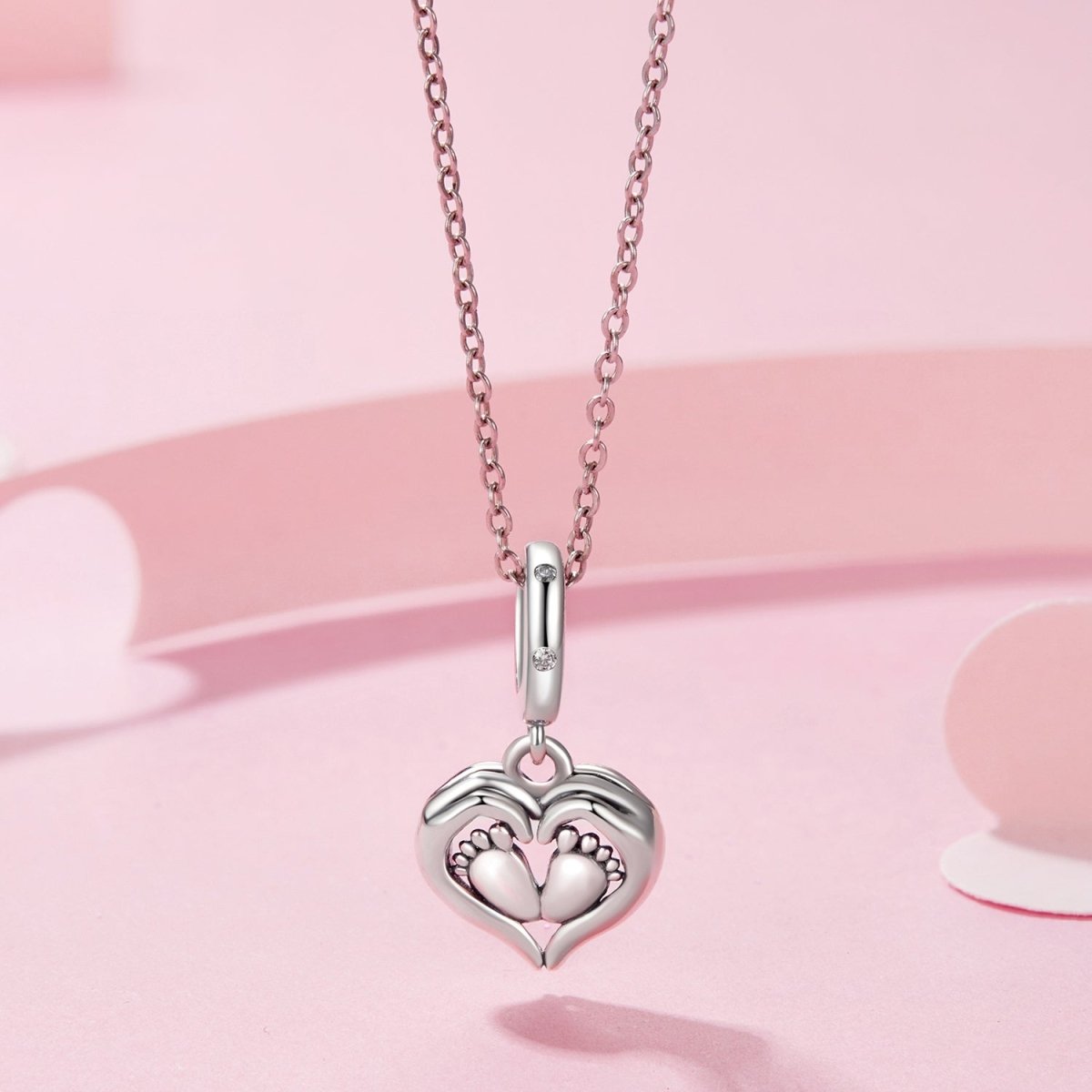 Amarante Jewelry Baby Feet in Heart Hands Dangle Charm