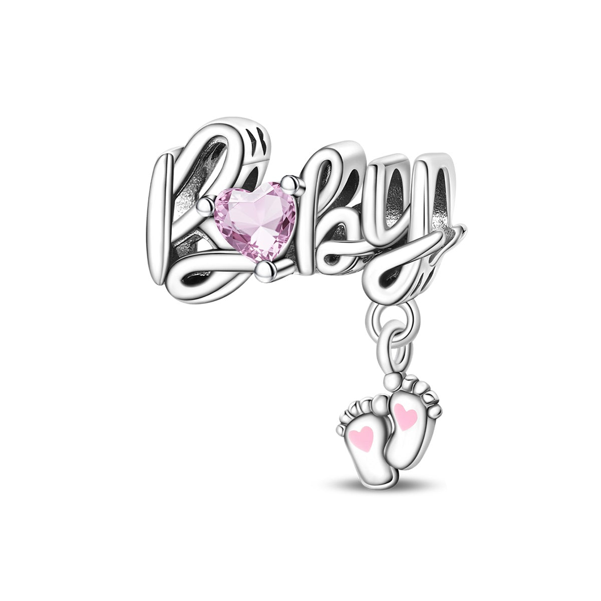 Amarante Jewelry Baby Feet with Heart Dangle Charm