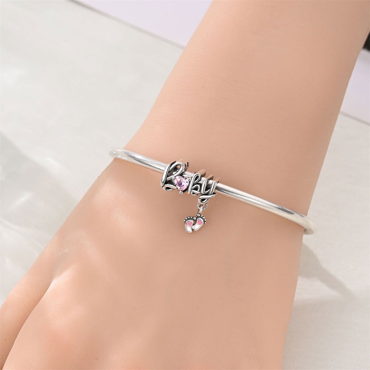 Amarante Jewelry Baby Feet with Heart Dangle Charm