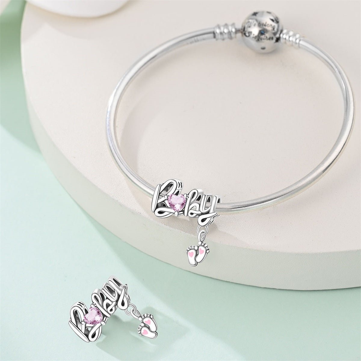 Amarante Jewelry Baby Feet with Heart Dangle Charm