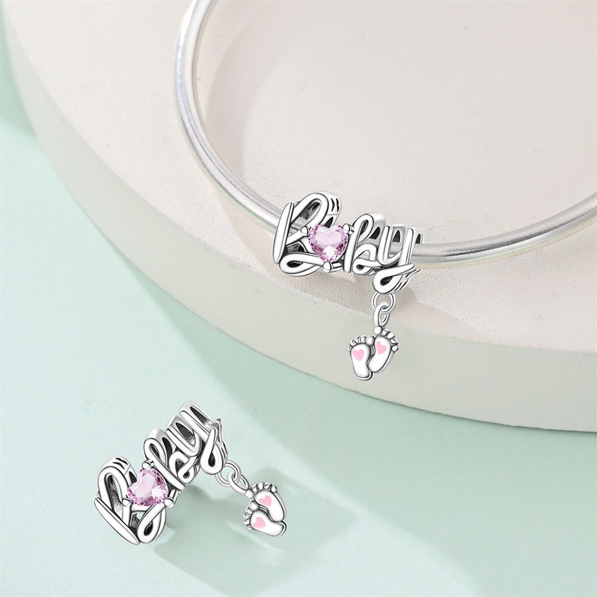 Amarante Jewelry Baby Feet with Heart Dangle Charm