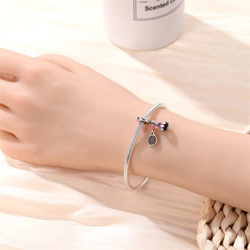 Amarante Jewelry Badminton Racket & Birdie Dangle Charm