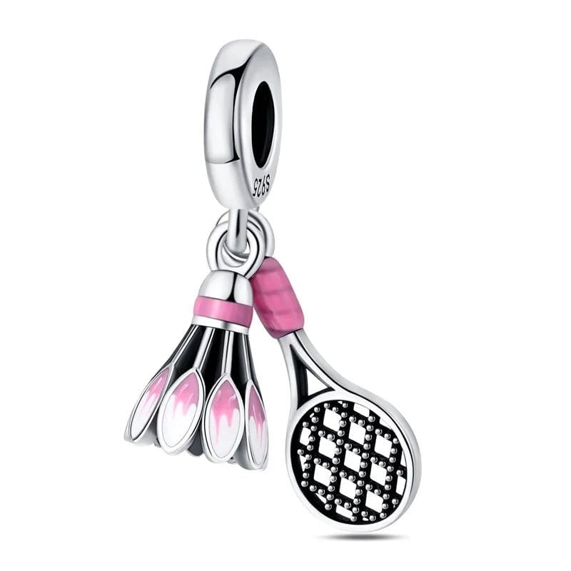 Amarante Jewelry Badminton Racket & Birdie Dangle Charm