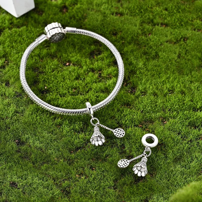 Amarante Jewelry Badminton Shuttlecock & Racket Dangle Charm