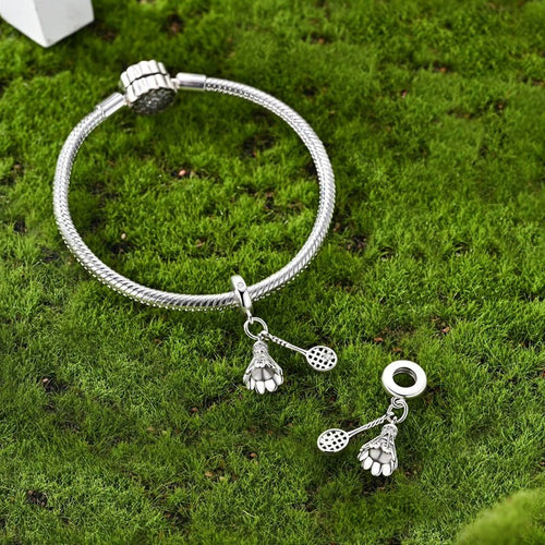 Amarante Jewelry Badminton Shuttlecock & Racket Dangle Charm