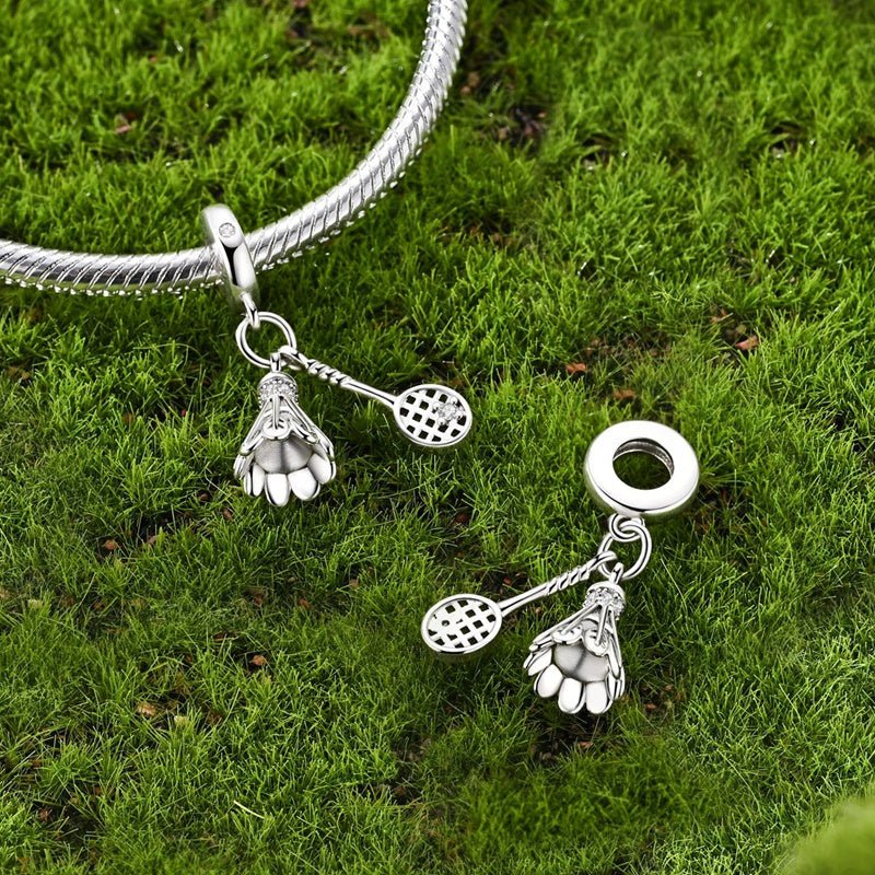 Amarante Jewelry Badminton Shuttlecock & Racket Dangle Charm