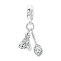 Amarante Jewelry Badminton Shuttlecock & Racket Dangle Charm