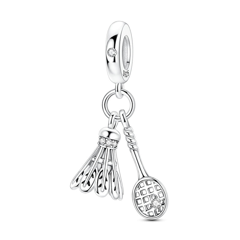 Amarante Jewelry Badminton Shuttlecock & Racket Dangle Charm