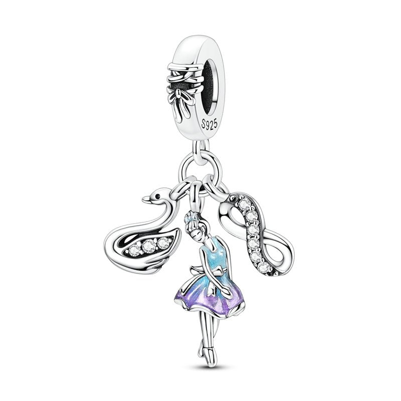 Amarante Jewelry Ballerina, Swan & Infinity Triple Dangle Charm