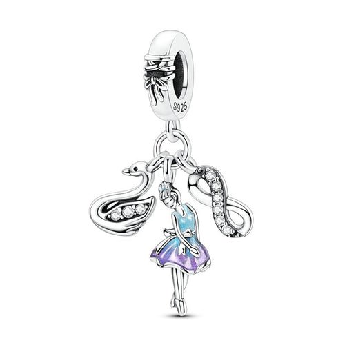 Amarante Jewelry Ballerina, Swan & Infinity Triple Dangle Charm