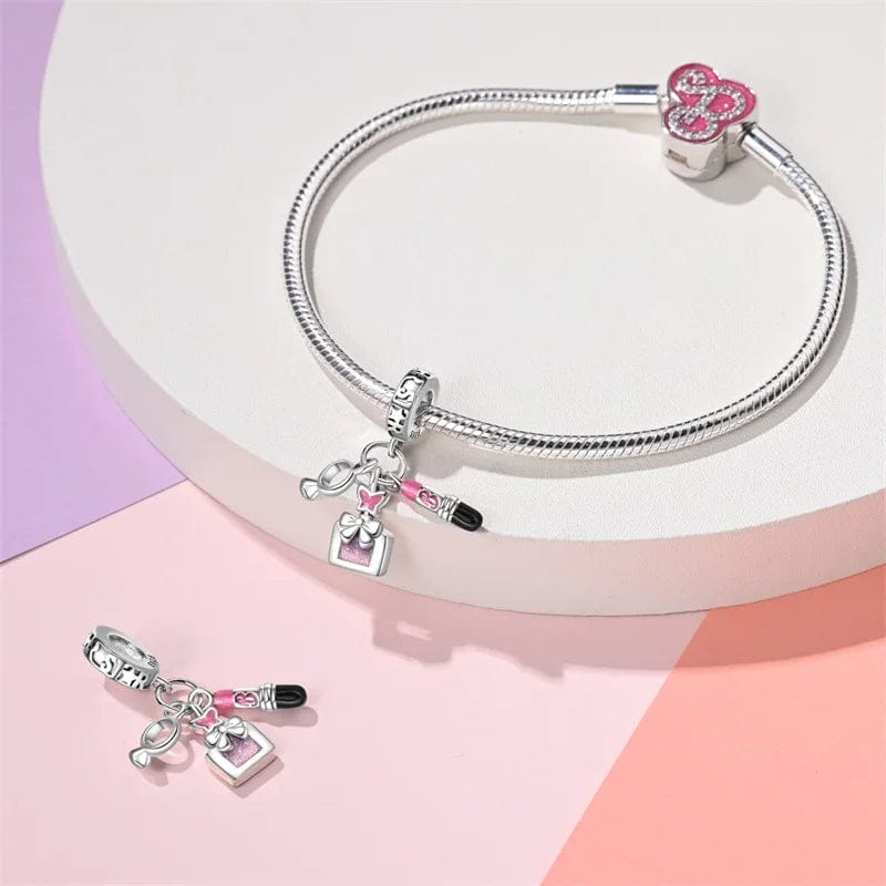 Amarante Jewelry Barbie Mirror, Perfume, Pink Lipstick Charm