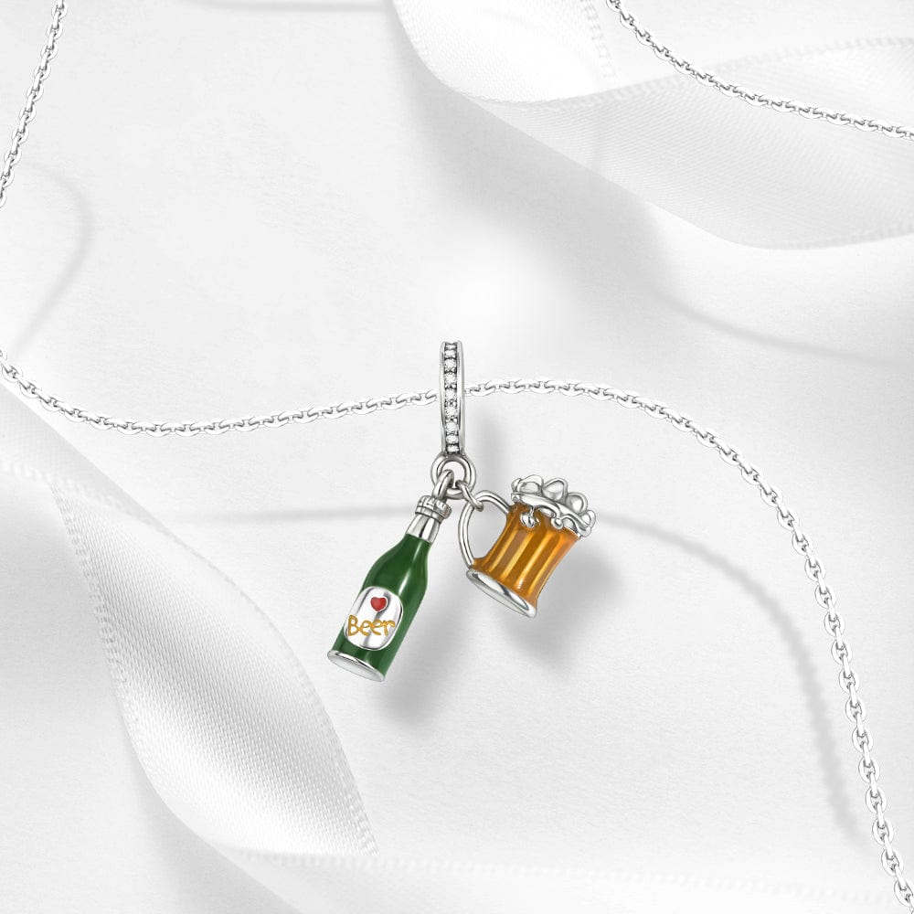 Amarante Jewelry Beer Bottle and Mug Charm with Crystal Accents