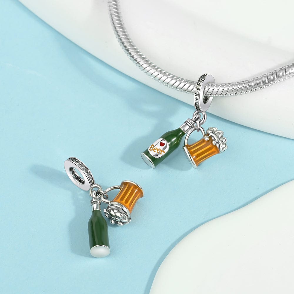 Amarante Jewelry Beer Bottle and Mug Charm with Crystal Accents
