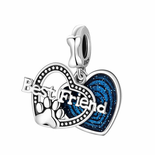 Amarante Jewelry Best Friend Paw Print & Heart Double Dangle Charm