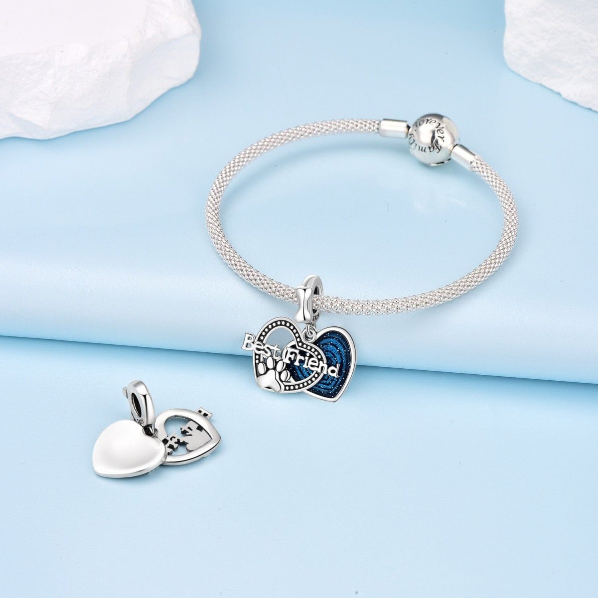 Amarante Jewelry Best Friend Paw Print & Heart Double Dangle Charm