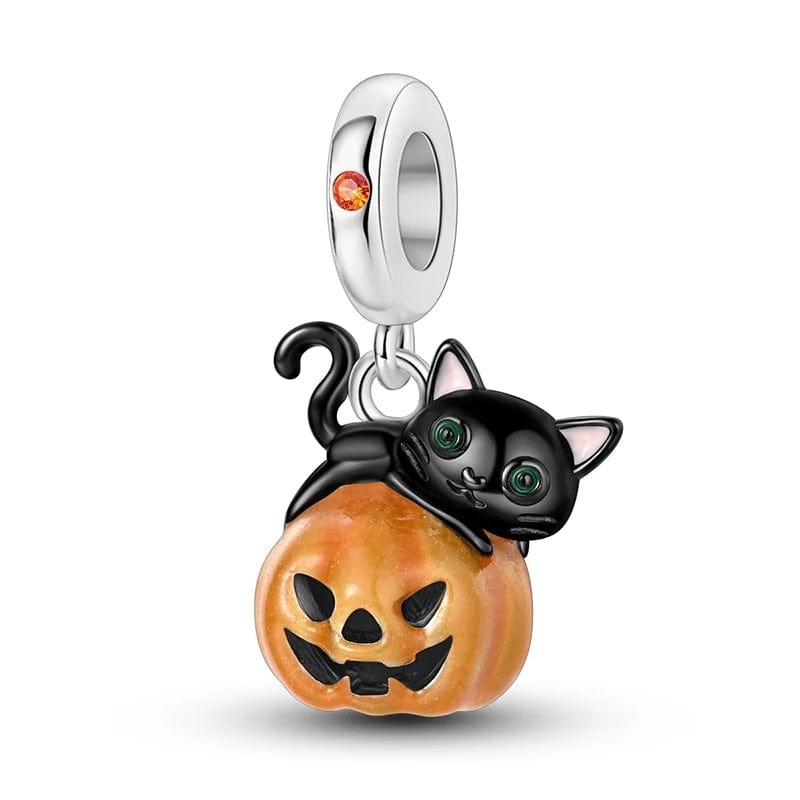 Amarante Jewelry Black Cat on Pumpkin Dangle Charm