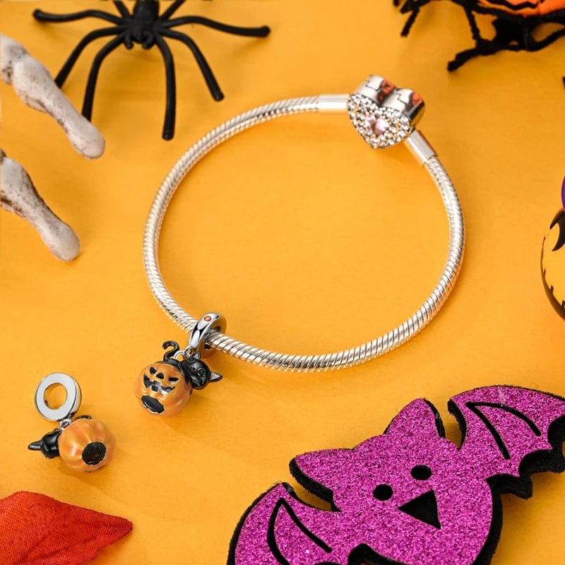 Amarante Jewelry Black Cat on Pumpkin Dangle Charm