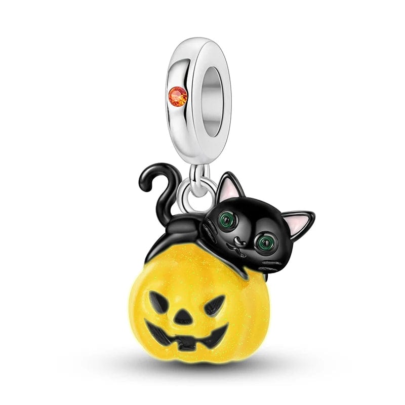 Amarante Jewelry Black Cat on Pumpkin Dangle Charm