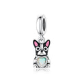 Amarante Jewelry Black French Bulldog with Heart Stone Dangle Charm