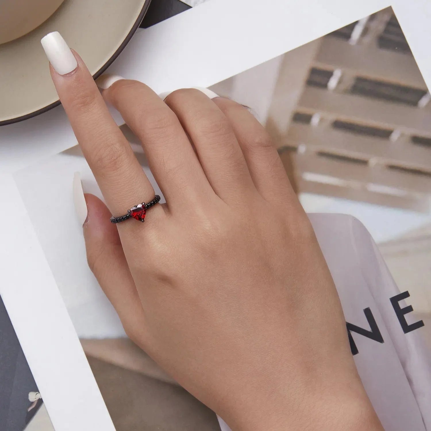 Amarante Jewelry Black Punk Heart Ring