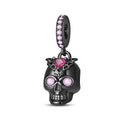 Amarante Jewelry Black Skull with Pink Crystals Dangle Charm