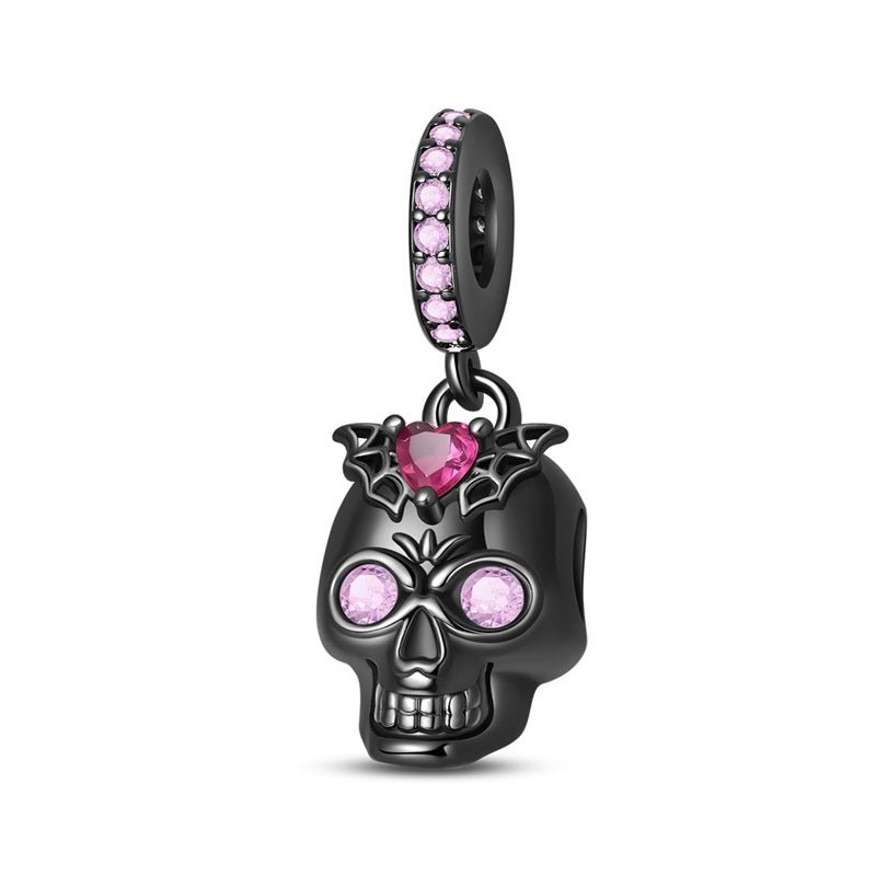 Amarante Jewelry Black Skull with Pink Crystals Dangle Charm