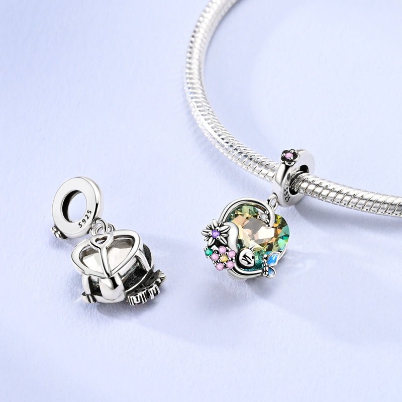 Amarante Jewelry Blooming Heart with Butterfly, Flowers & Cat Dangle Charm
