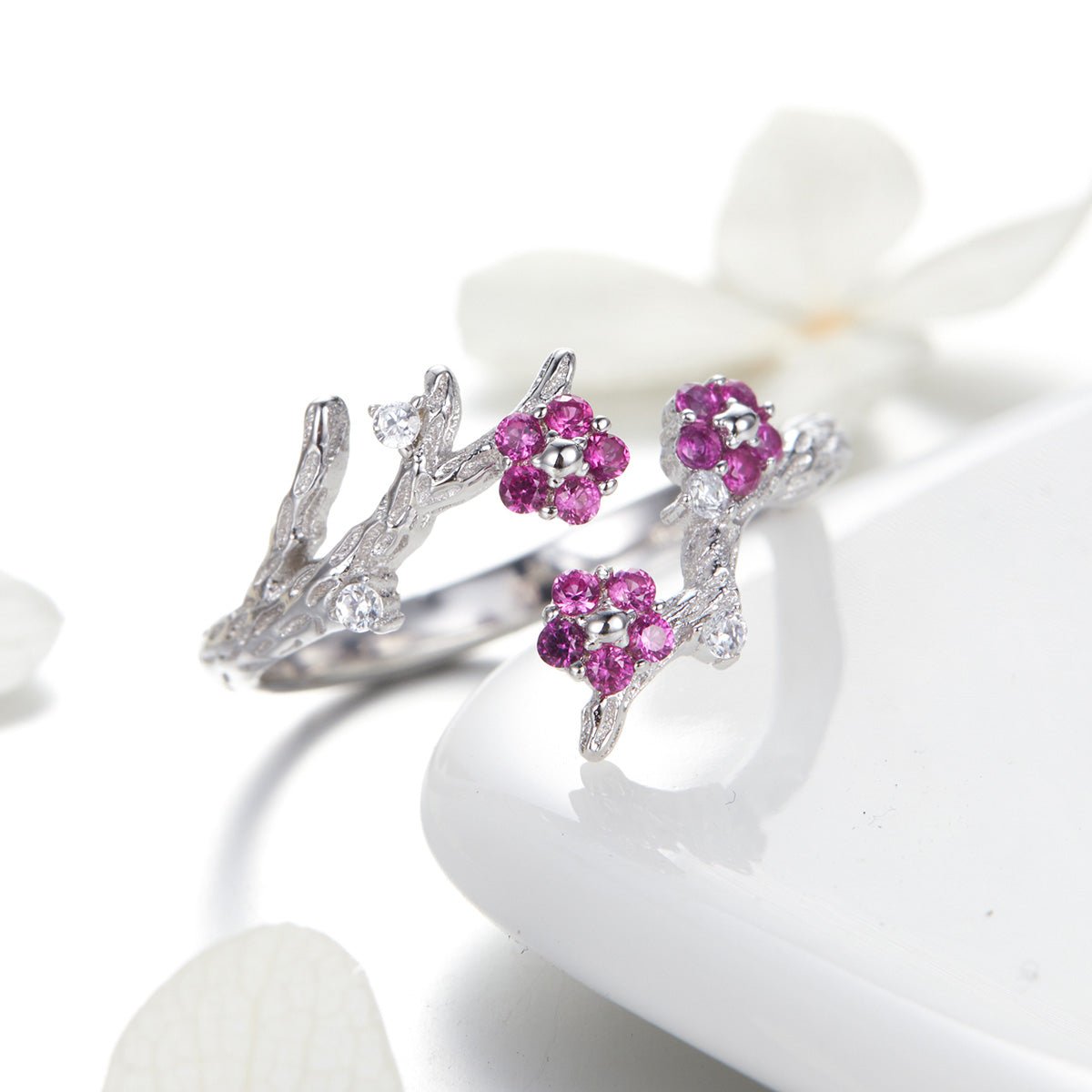 Amarante Jewelry Blooming Pink Blossom Garden Adjustable Ring
