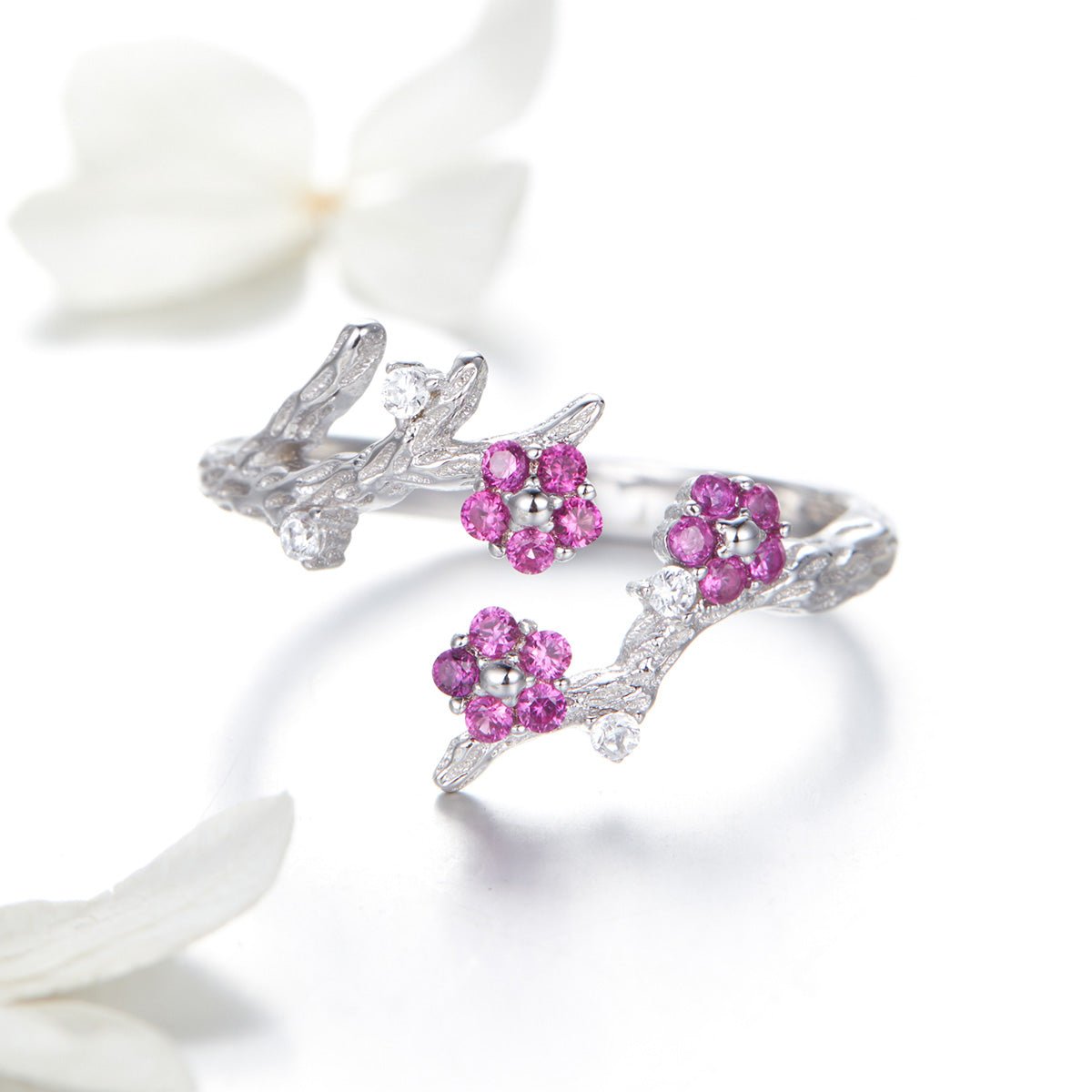 Amarante Jewelry Blooming Pink Blossom Garden Adjustable Ring