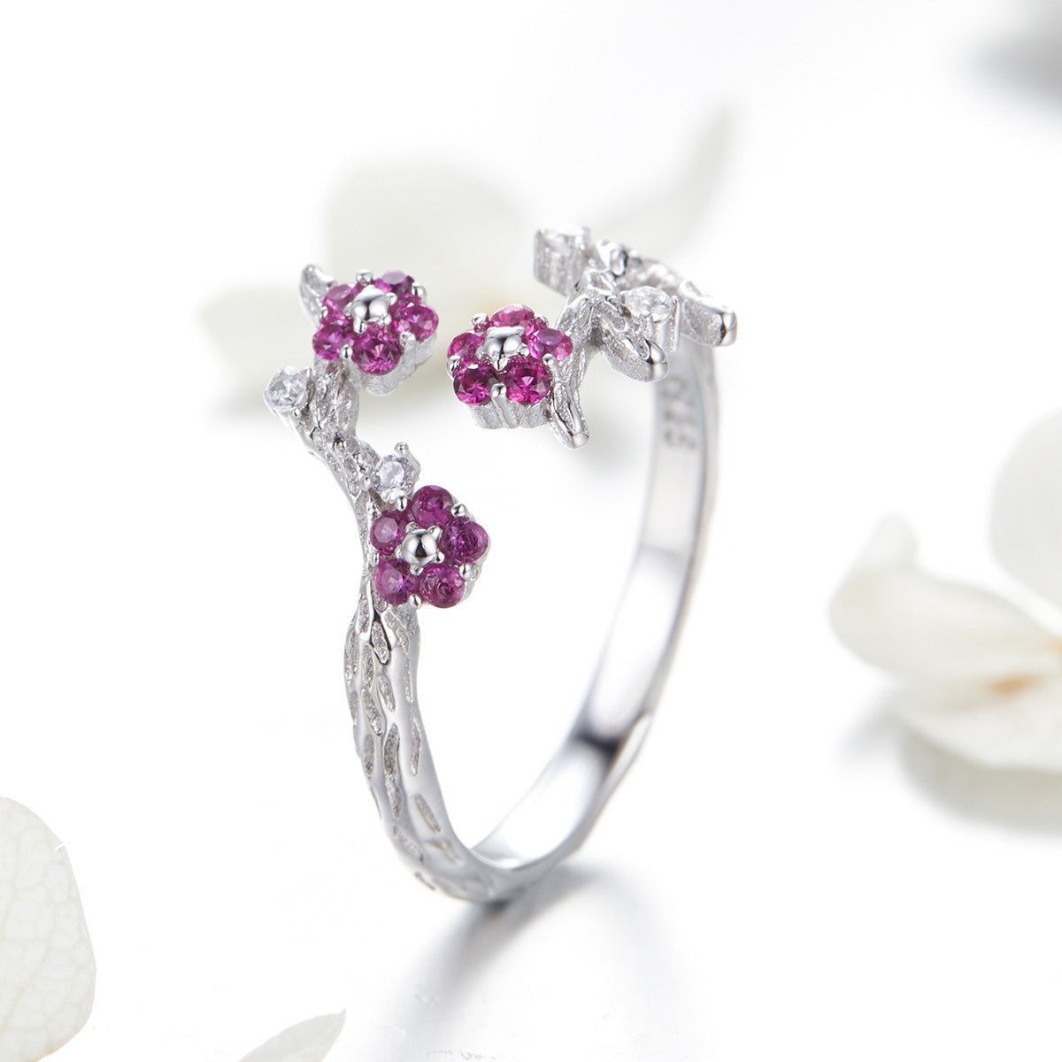 Amarante Jewelry Blooming Pink Blossom Garden Adjustable Ring