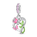 Amarante Jewelry Blooming Rose & Butterfly Heart Dangle Charm