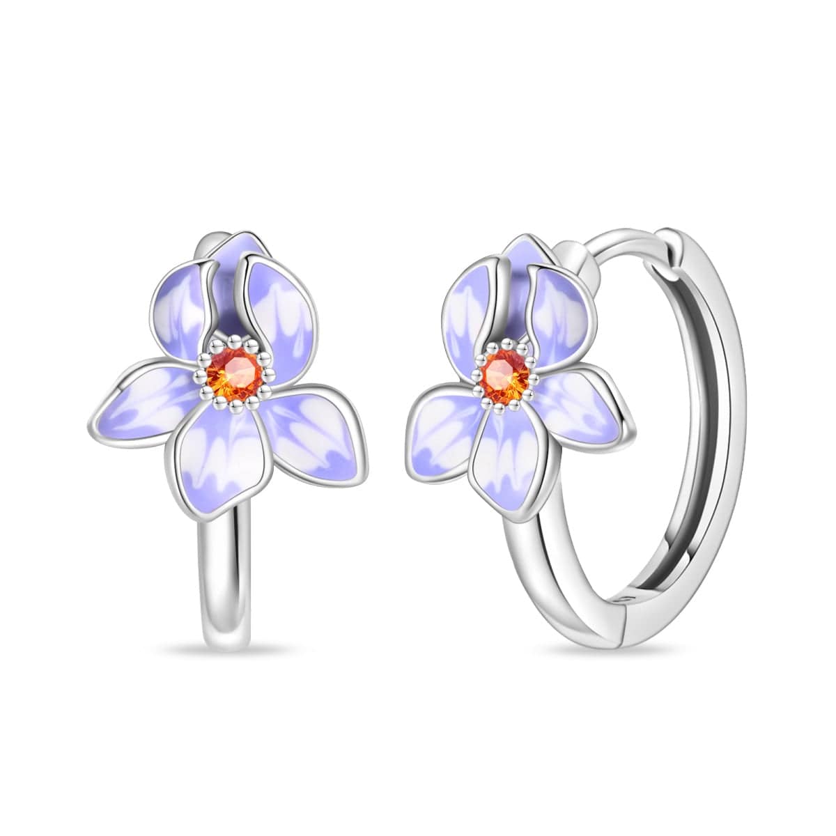 Amarante Jewelry Blooming Violet Flower Hoop Earrings