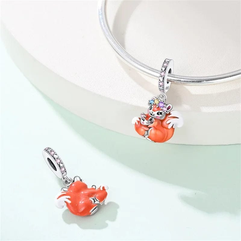 Amarante Jewelry Blossom Crown Squirrel & Baby Dangle Charm