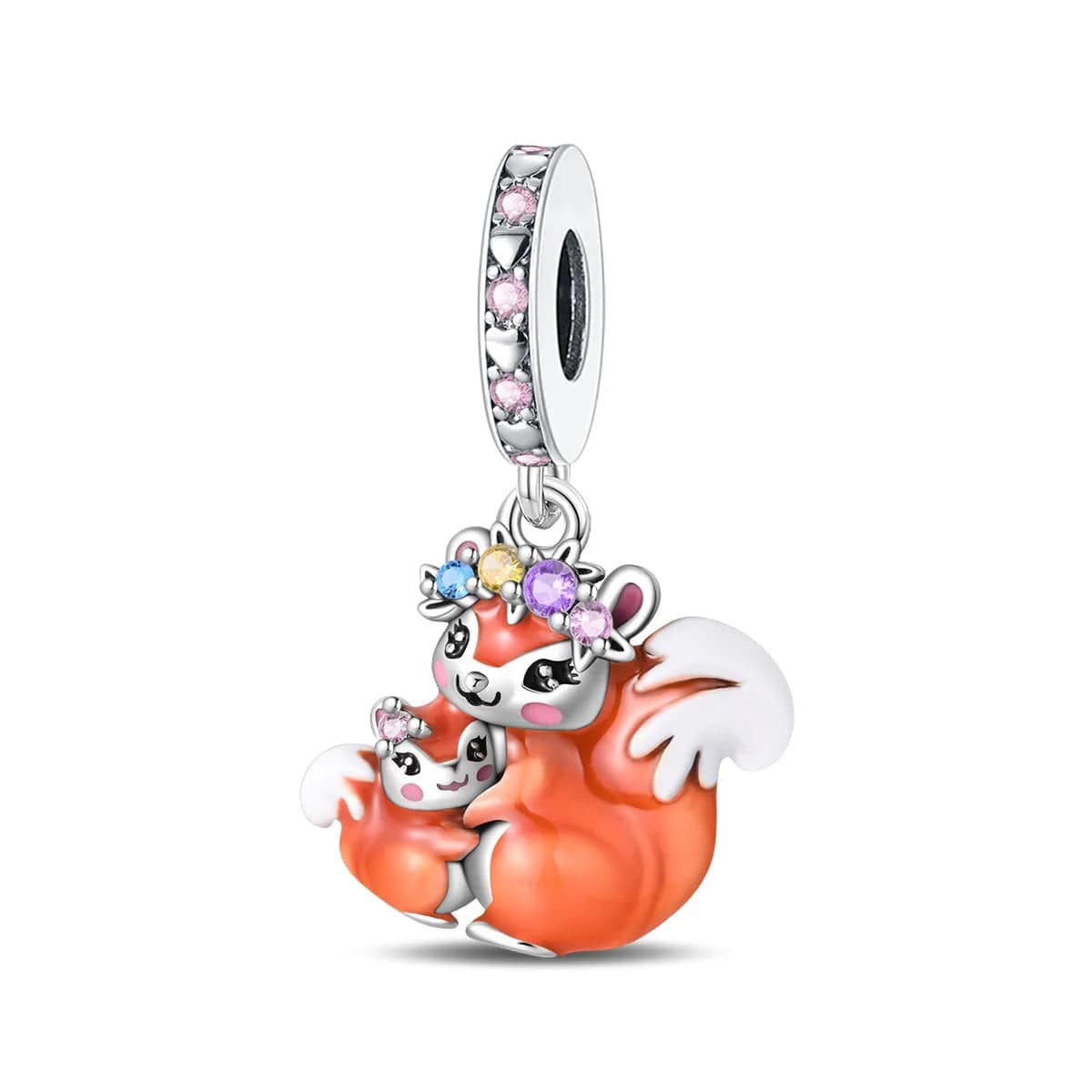 Amarante Jewelry Blossom Crown Squirrel & Baby Dangle Charm