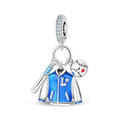 Amarante Jewelry Blue Baseball Jacket, Bat & Ball Dangle Charm