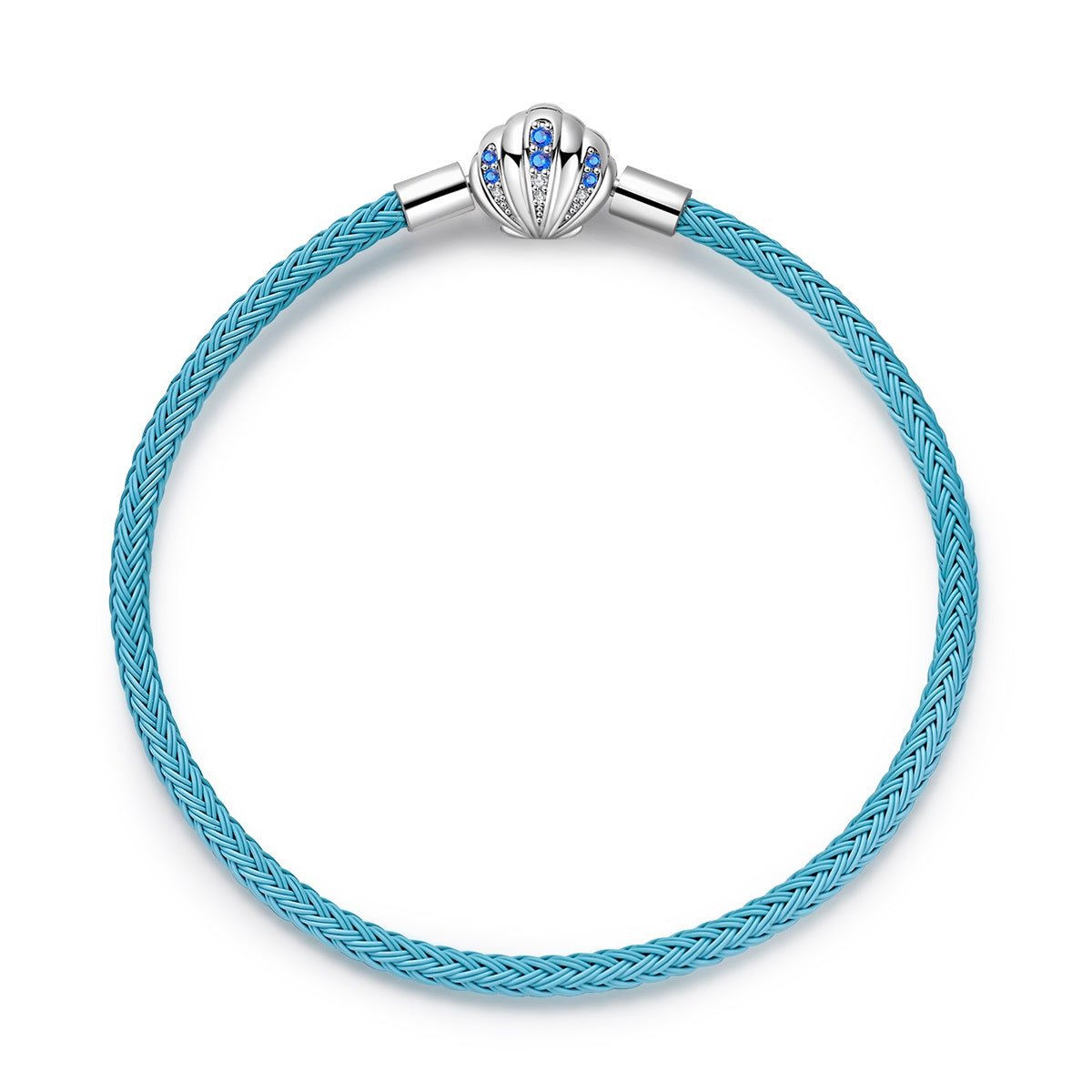 Amarante Jewelry Blue Braided Leather Bracelet with Seashell Clasp