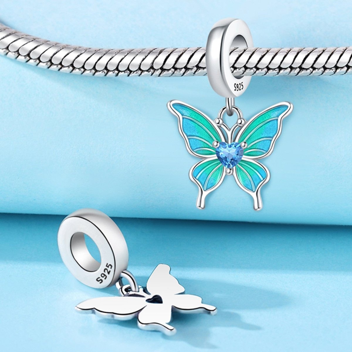 Amarante Jewelry Blue Butterfly Dangle Charm