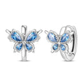 Amarante Jewelry Blue Butterfly with Crystal Wings Hoop Earrings