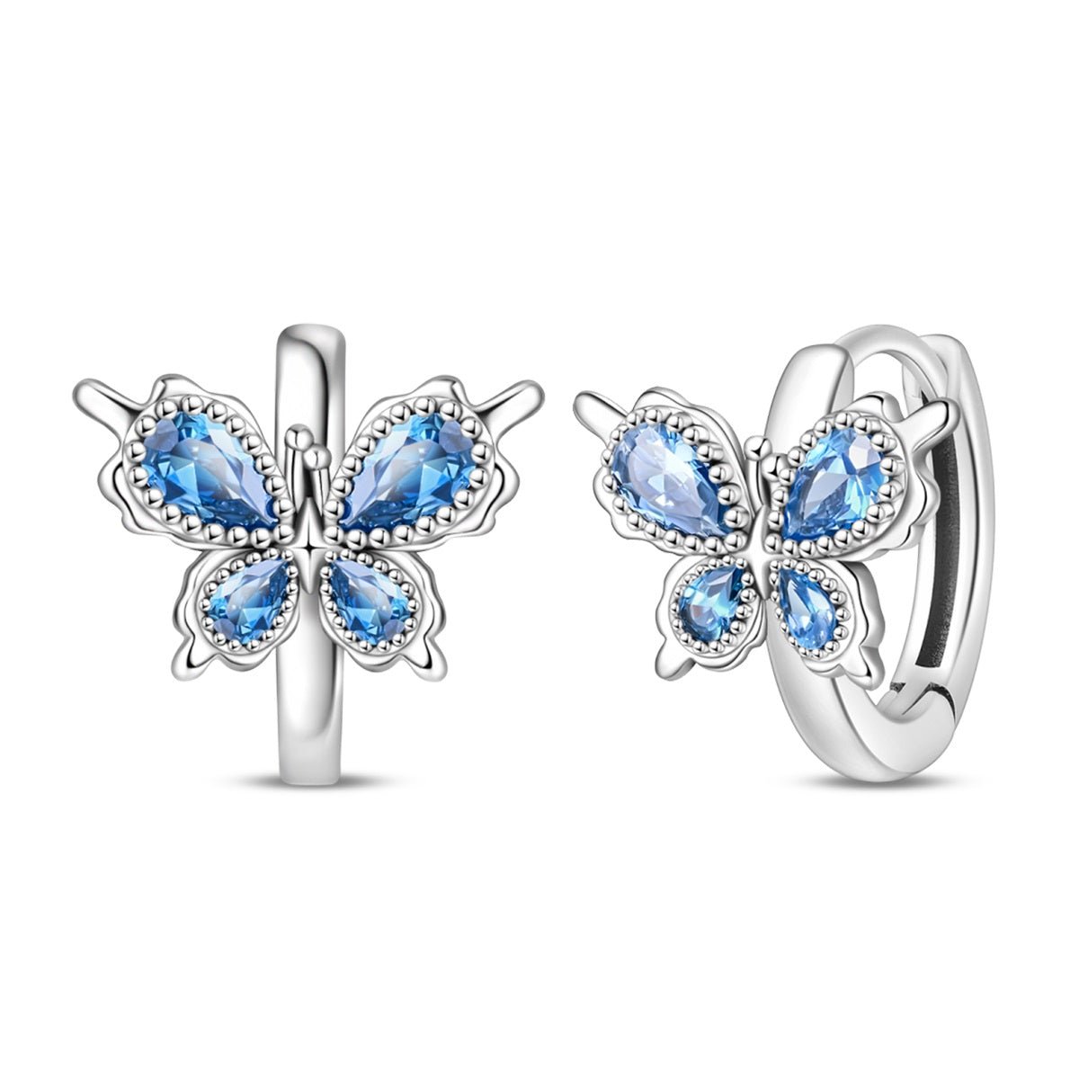 Amarante Jewelry Blue Butterfly with Crystal Wings Hoop Earrings