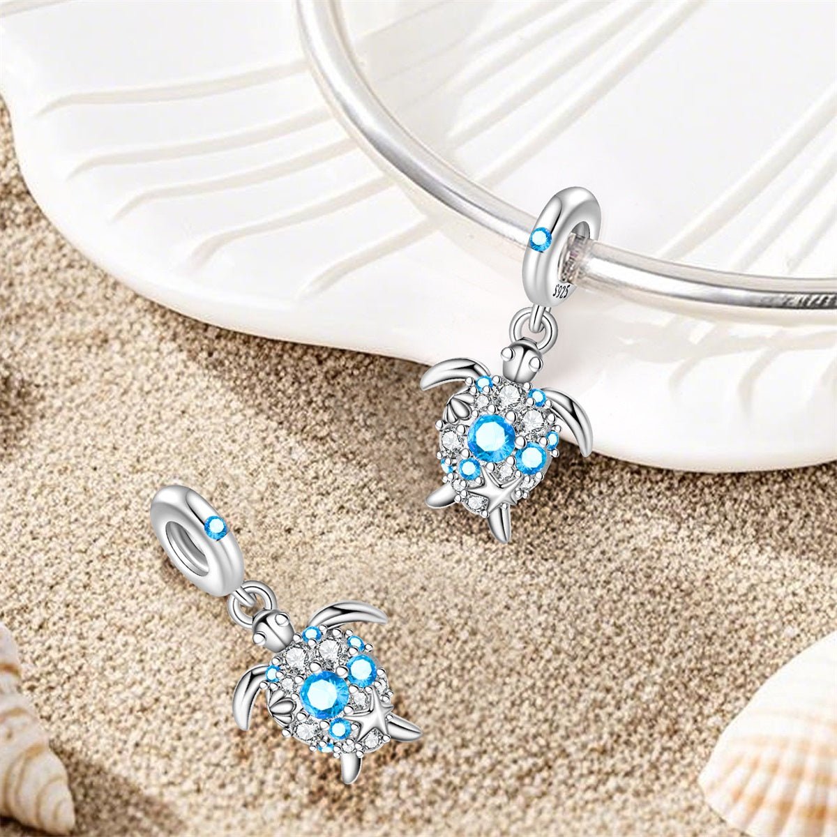 Amarante Jewelry Blue Crystal Sea Turtle Dangle Charm