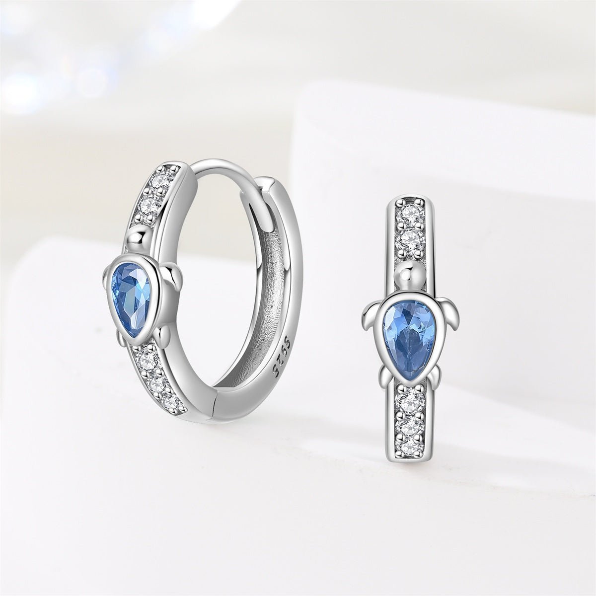 Amarante Jewelry Blue Crystal Sea Turtle Hoop Earrings
