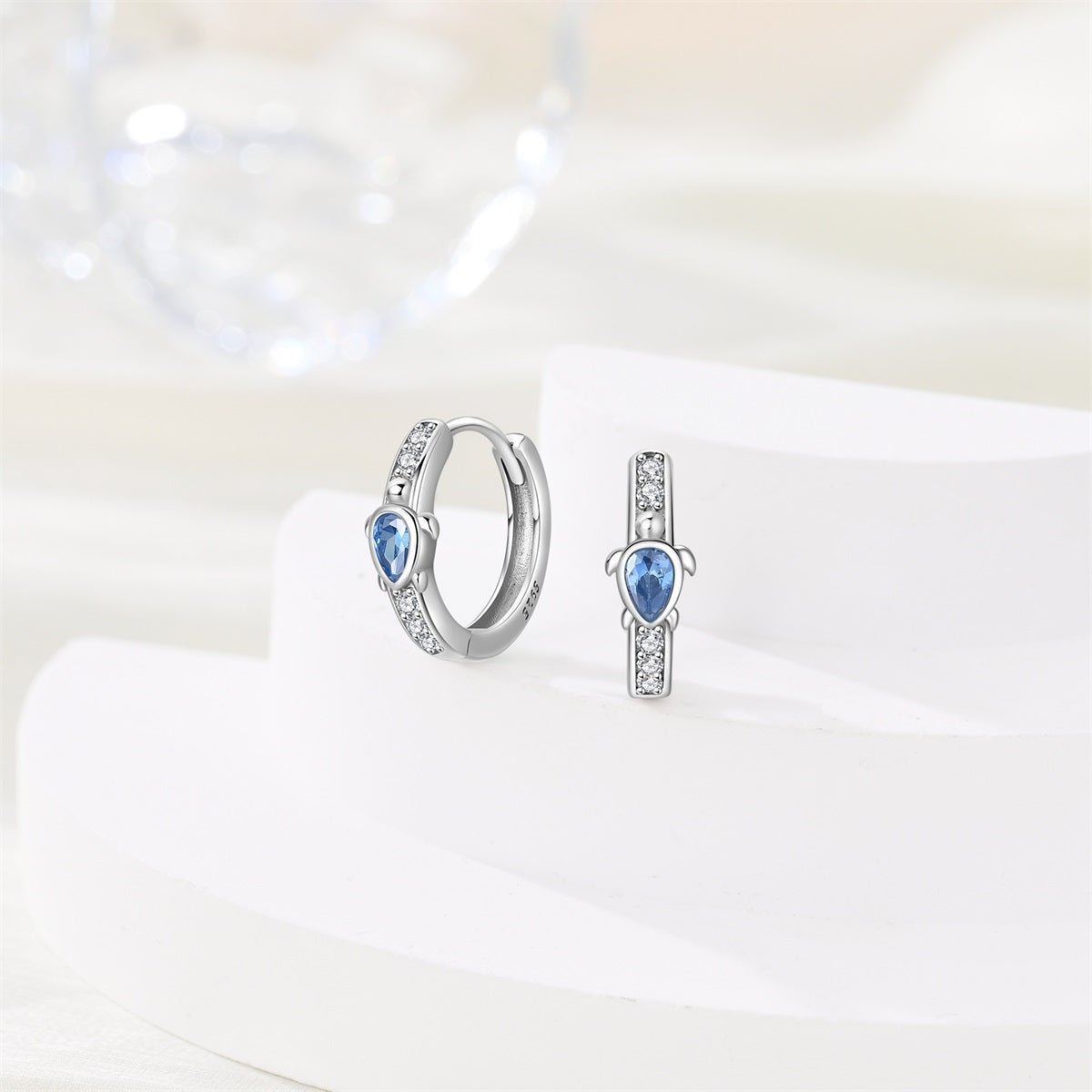 Amarante Jewelry Blue Crystal Sea Turtle Hoop Earrings