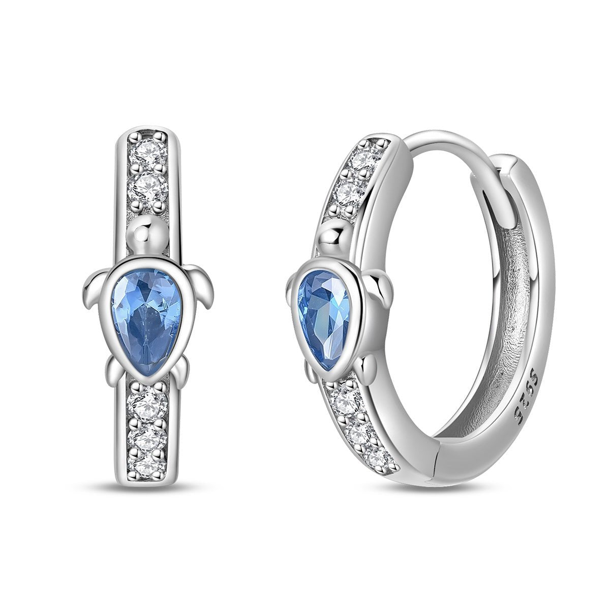 Amarante Jewelry Blue Crystal Sea Turtle Hoop Earrings