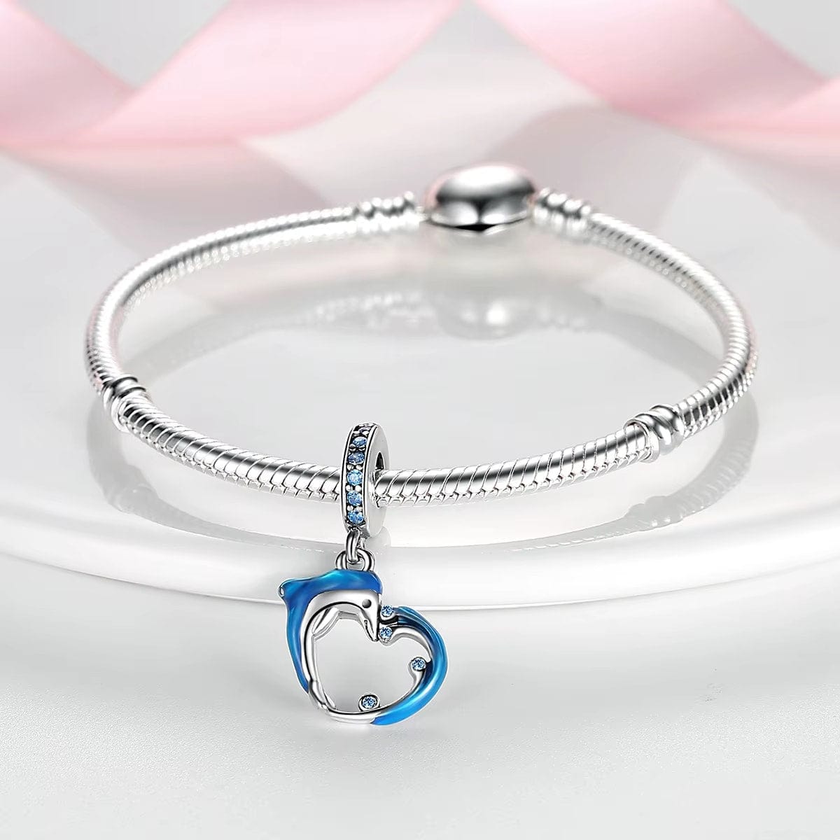 Amarante Jewelry Blue Dolphin Heart Dangle Charm