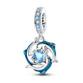 Amarante Jewelry Blue Dolphins with Heart Ocean Sparkle Dangle Charm
