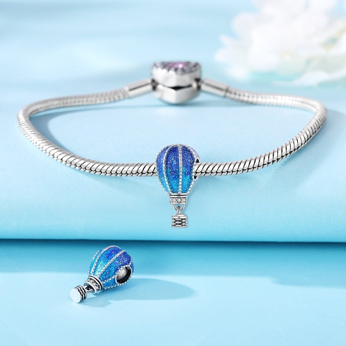 Amarante Jewelry Blue Glitter Hot Air Balloon Charm